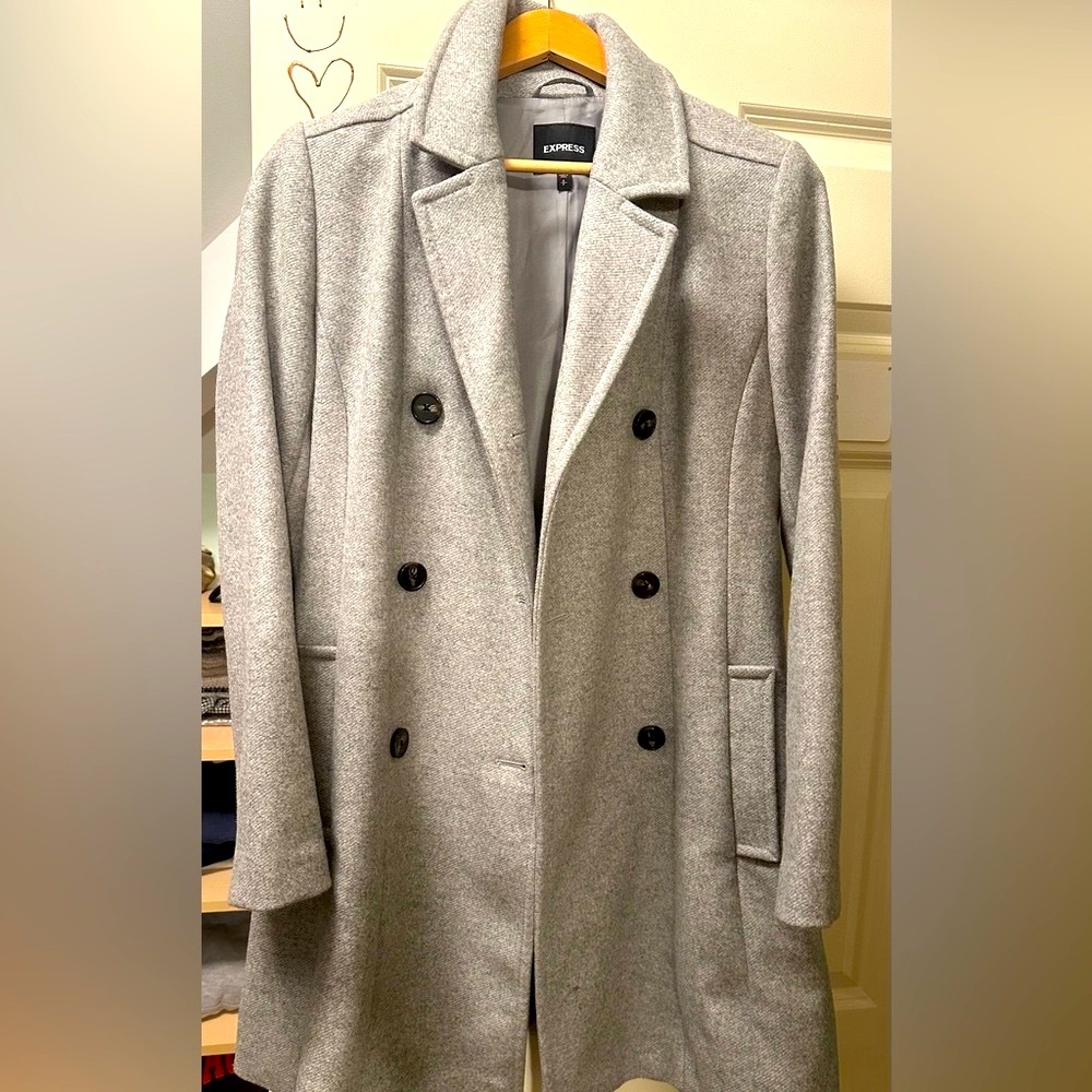 Express Wool-Blend Coat in Gray (Small)